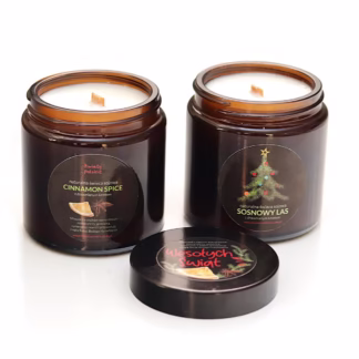 Naturalna Świąteczna Świeca Sojowa w Ciemnym Szkle