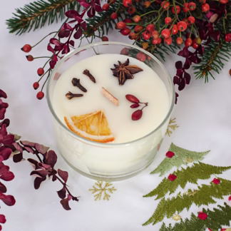 Naturalna zdobiona świeca świąteczna Cinnamon Spice - Wigilijny stół