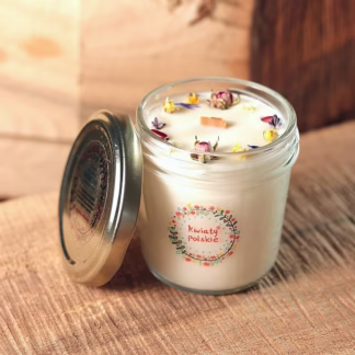 Zdobiona Sojowa Świeca Zapachowa z Drewnianym Knotem